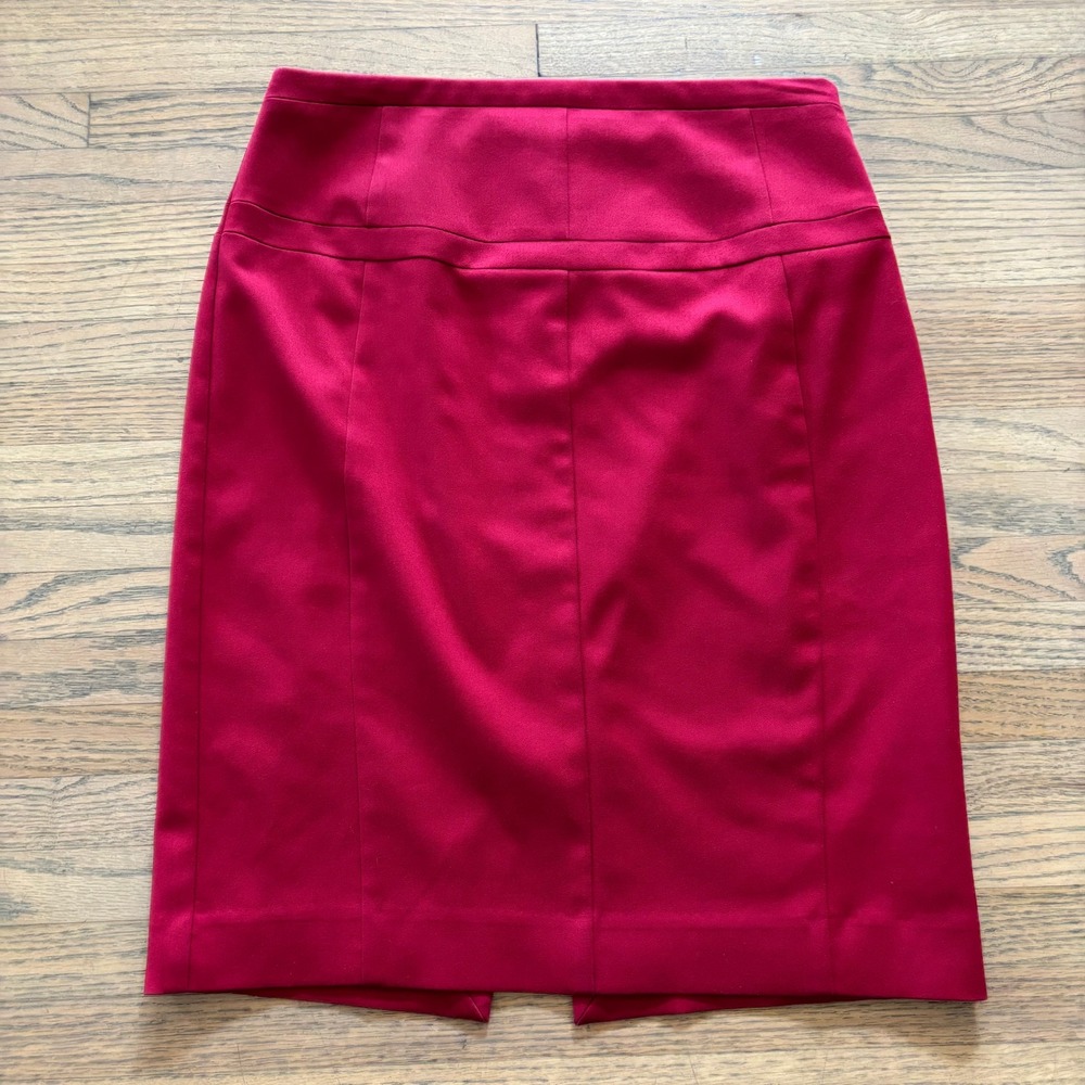 Express Design Studio Womens Red Lace Up Back Pencil Skirt Leopard Lined Size 2